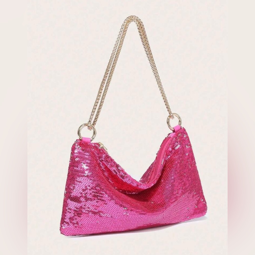 Shein Fuchsia Sequin Shoulder Bag View 2